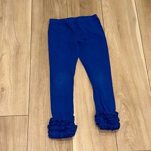 GUC Unknown Boutique Girls Size 8 Stretch Ruffle Leggings Solid Blue